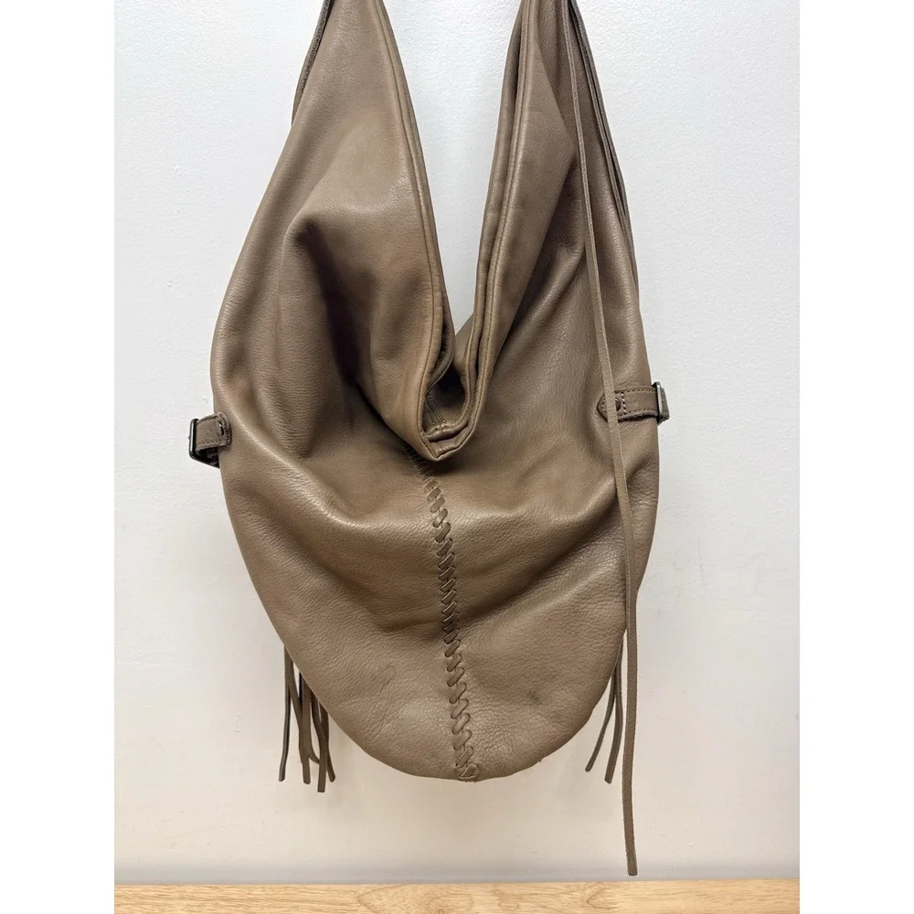 Linea Pelle Vanessa Hobo Shoulder‎ Bag Large Fringe Brown Braided Strap #6